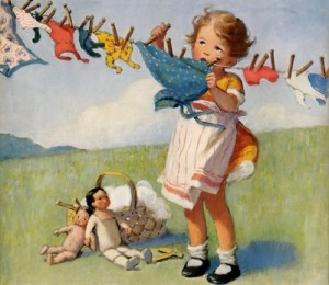 girl at clothes line