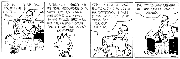 CALVIN AND HOBBES CHRISTMAS REQUEST LIST TO DAD