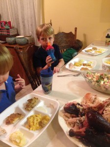 Here's some Thanksgiving kids.  Coincidentally, they do not like turkey.  However, are stuffing their little faces with the "chicken" we had.