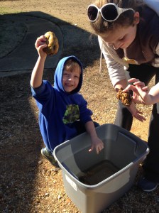 Playing with rocks, no less.