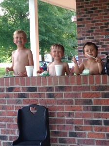 Sweet boys- they didn't care it was hot.
