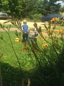 Two boys & a bucket of water