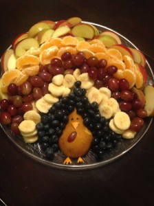 Fruit turkey made by my oldest daughter.