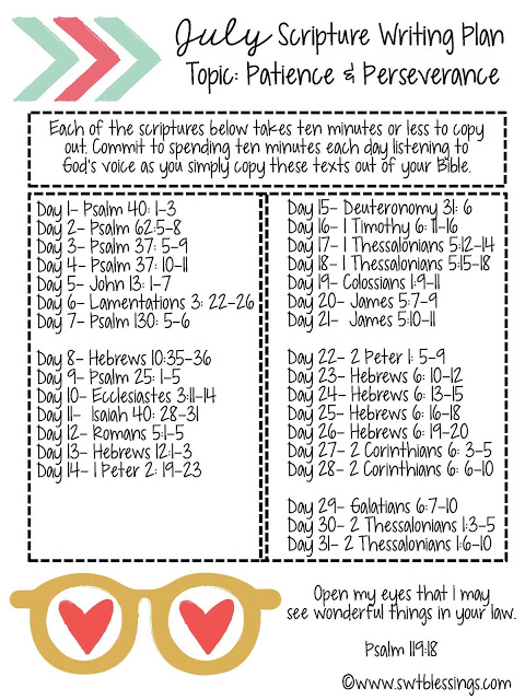 JULY Scripture Writing Plan English