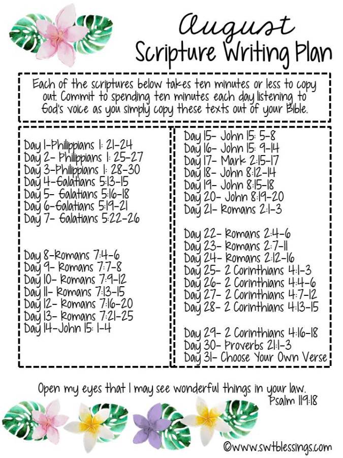 August Scripture Writing Plan 16